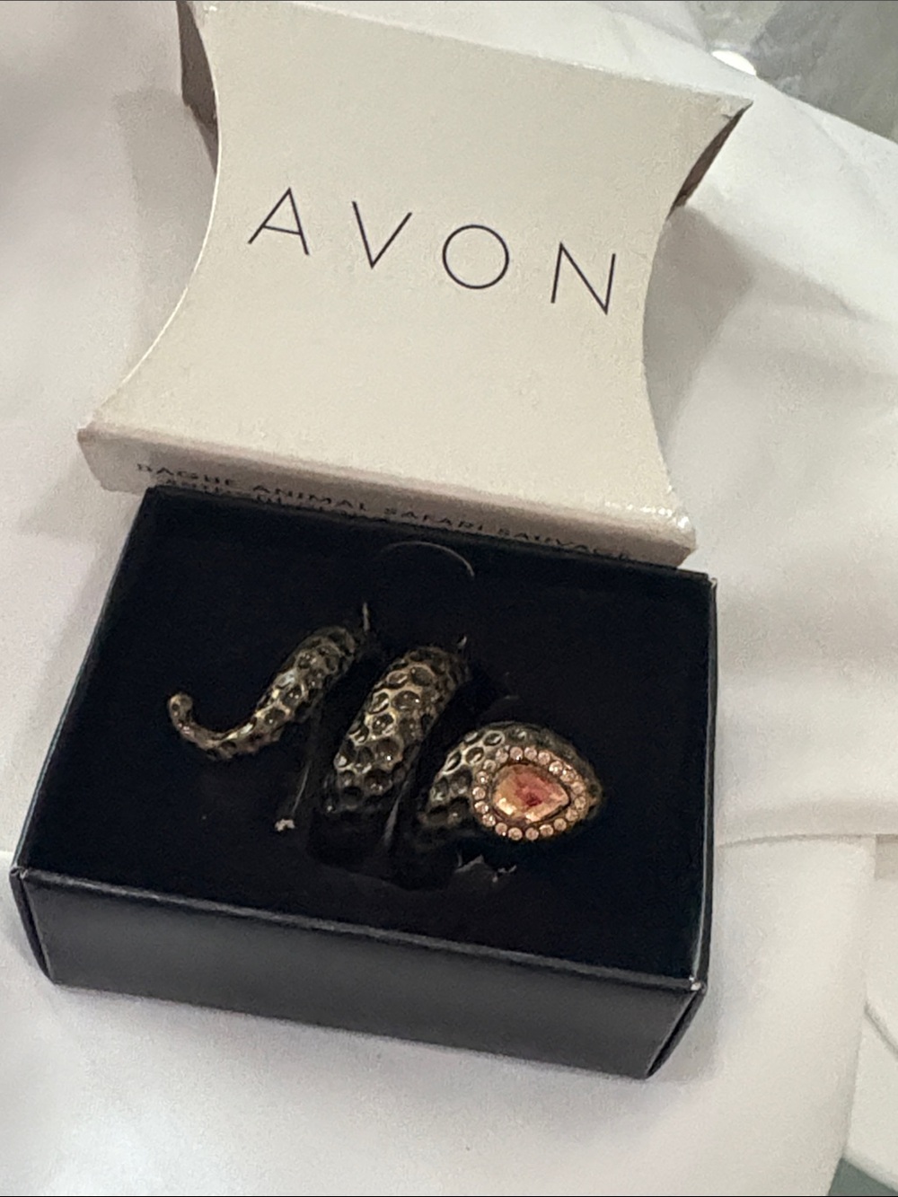 Avon Vintage Snake Ring with Citrine Rhinestones